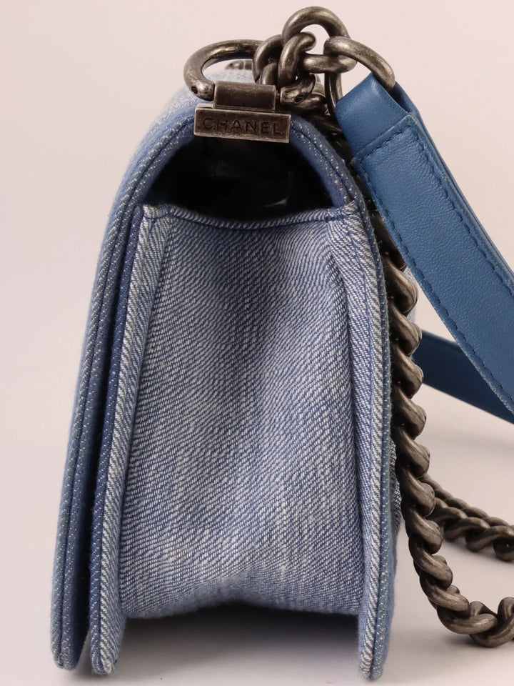Chanel Around 2014 Made Boy  Chain Shoulder Bag Blue