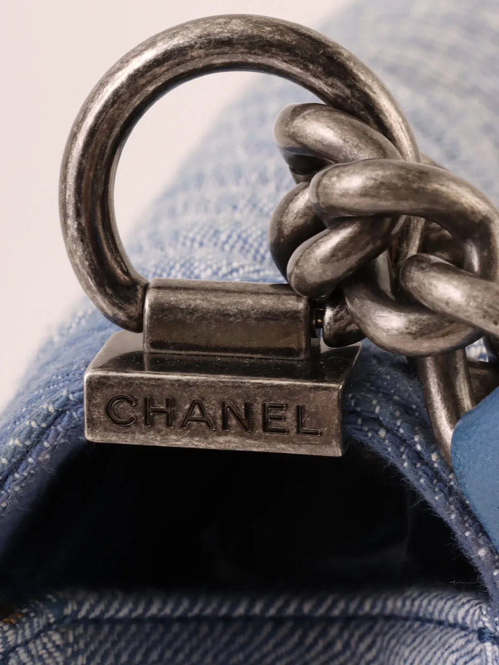 Chanel Around 2014 Made Boy  Chain Shoulder Bag Blue