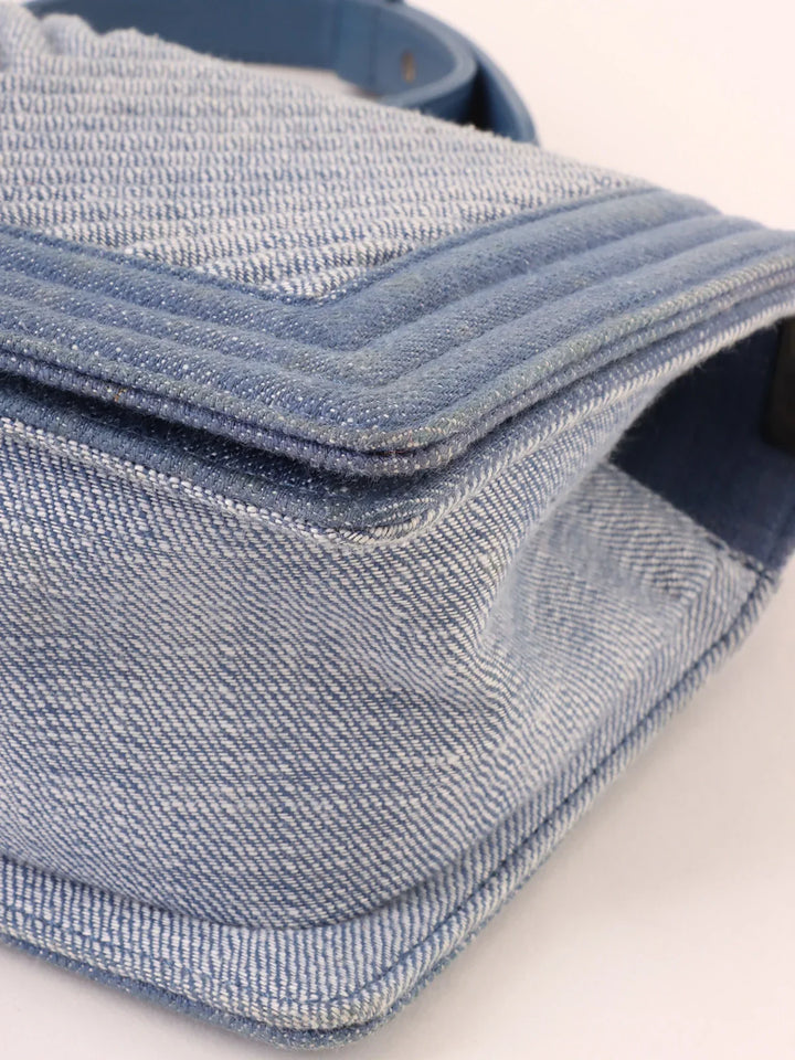 Chanel Around 2014 Made Boy  Chain Shoulder Bag Blue