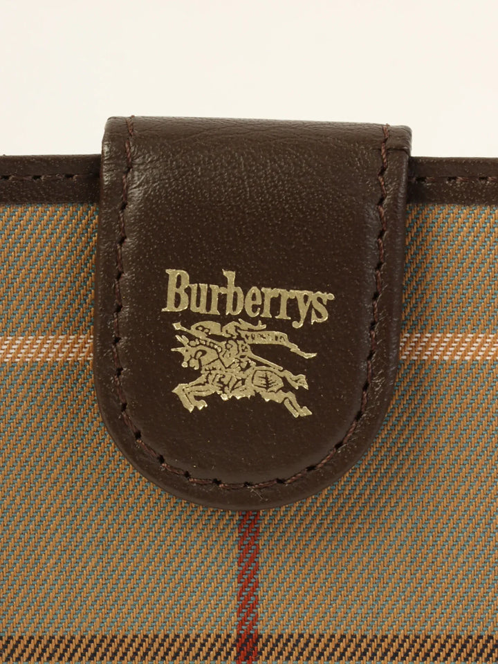 Burberry Check Pattern Logo Embossed Key Case Melon Yellow/Brown