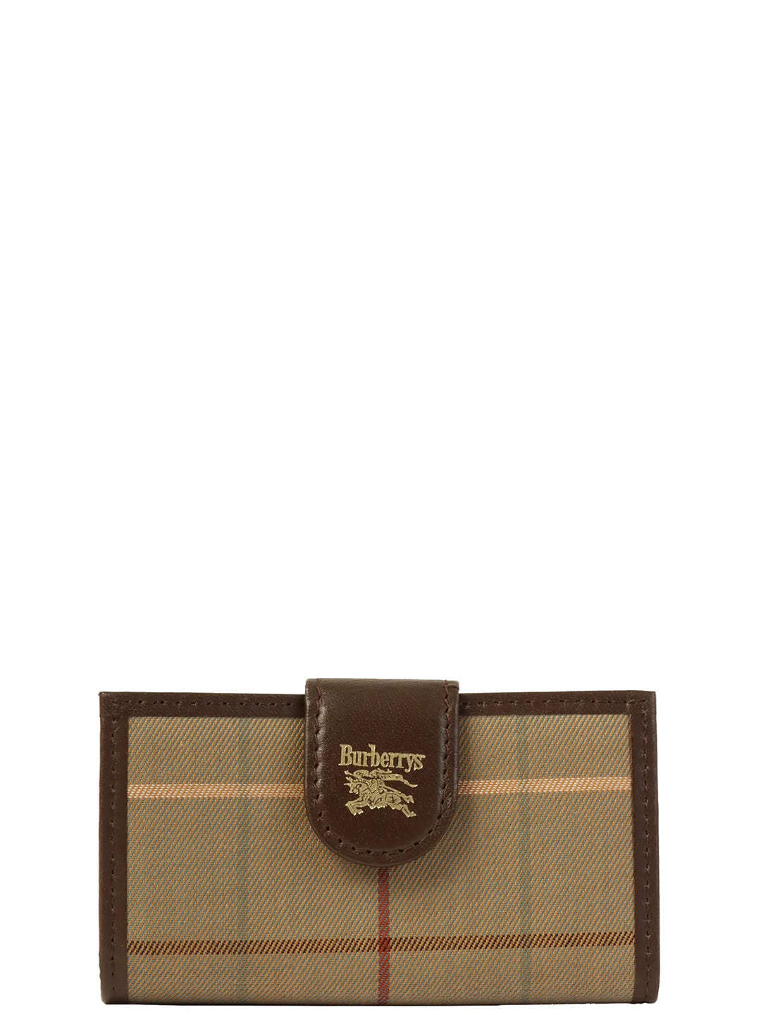 Burberry Check Pattern Logo Embossed Key Case Melon Yellow/Brown