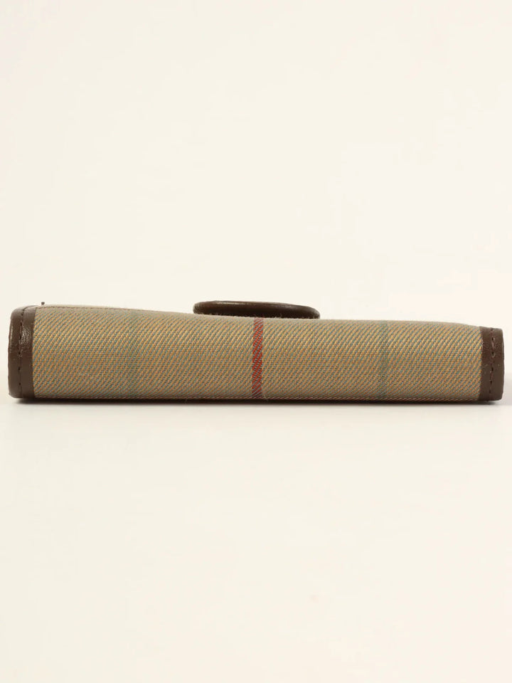 Burberry Check Pattern Logo Embossed Key Case Melon Yellow/Brown
