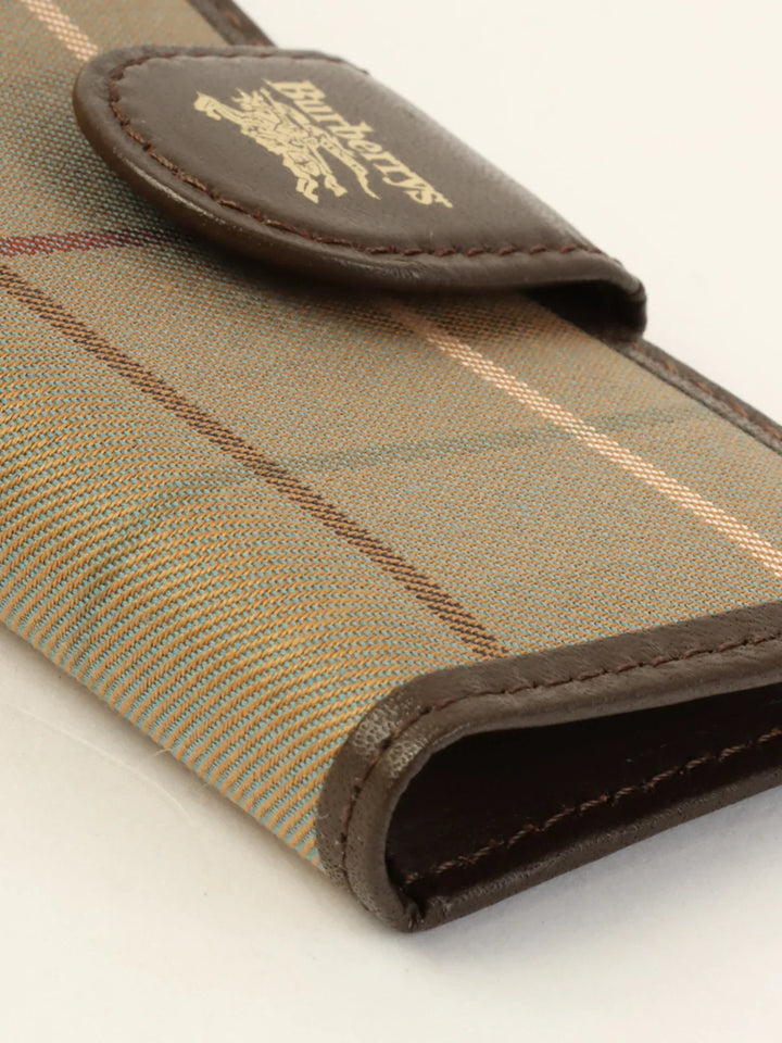 Burberry Check Pattern Logo Embossed Key Case Melon Yellow/Brown