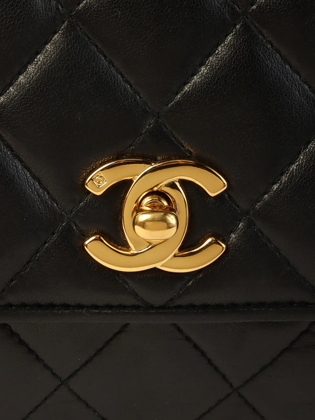 Chanel Around 1995 Made Turn-Lock Top Handle Bag Black