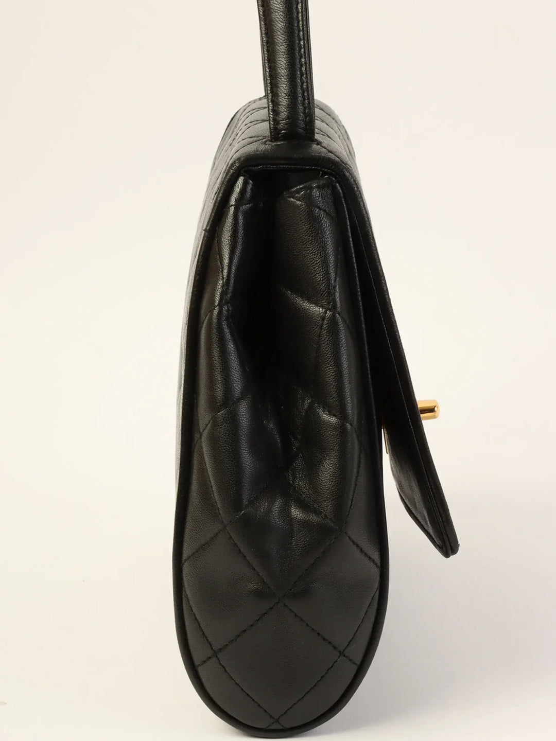 Chanel Around 1995 Made Turn-Lock Top Handle Bag Black