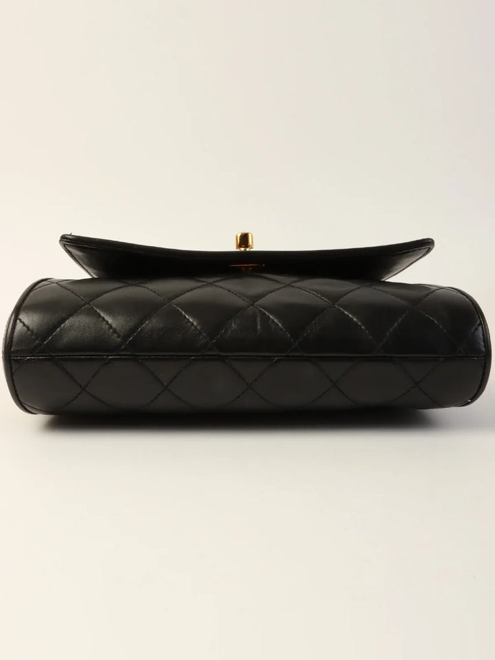 Chanel Around 1995 Made Turn-Lock Top Handle Bag Black