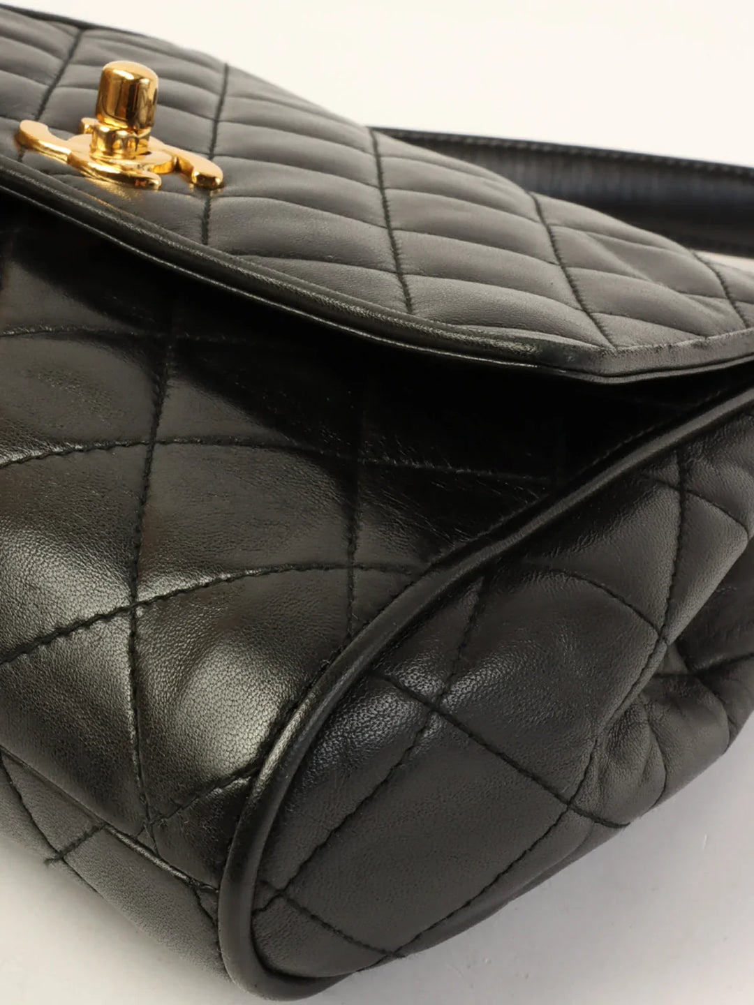 Chanel Around 1995 Made Turn-Lock Top Handle Bag Black