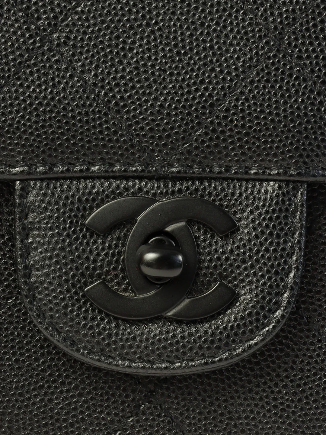 Chanel Around 1998 Made Caviar Skin Turn-Lock Shoulder Bag Black