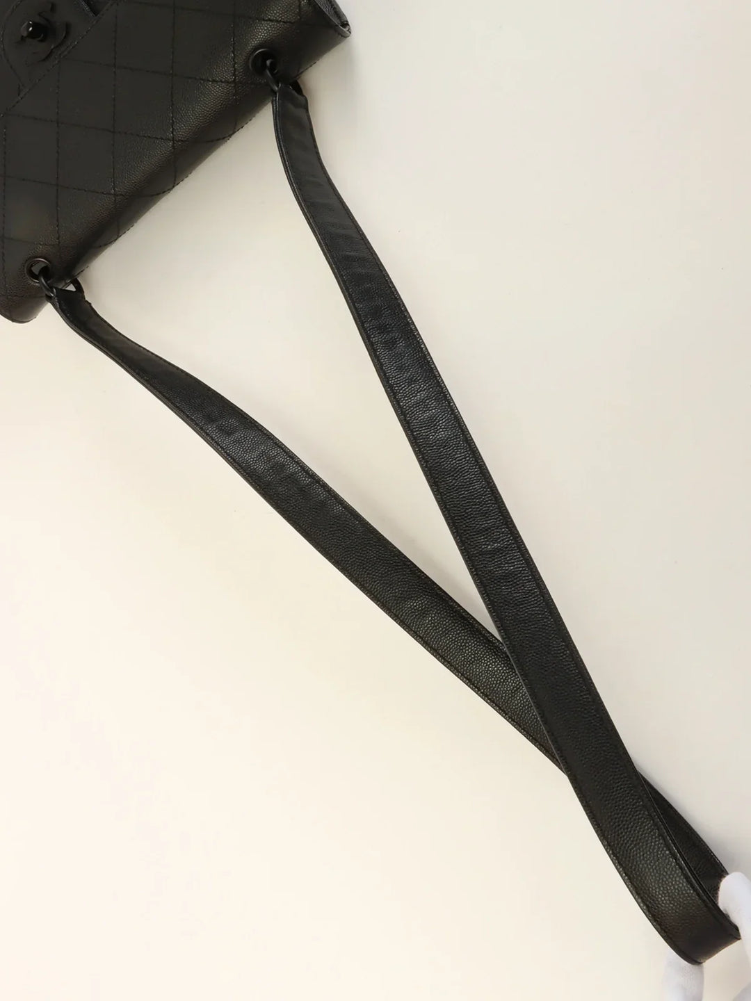Chanel Around 1998 Made Caviar Skin Turn-Lock Shoulder Bag Black