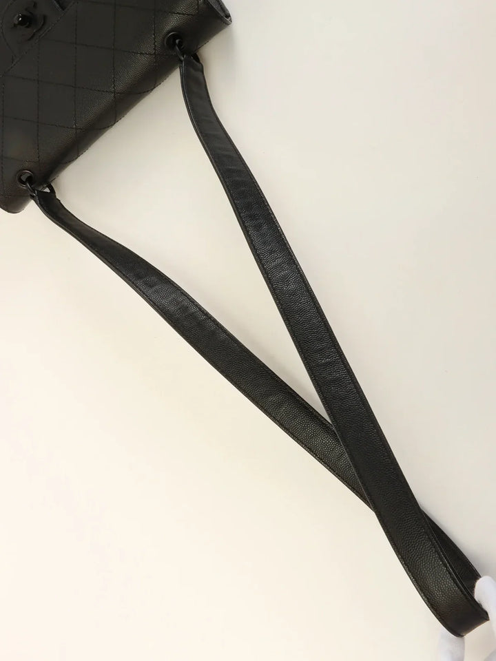 Chanel Around 1998 Made Caviar Skin Turn-Lock Shoulder Bag Black