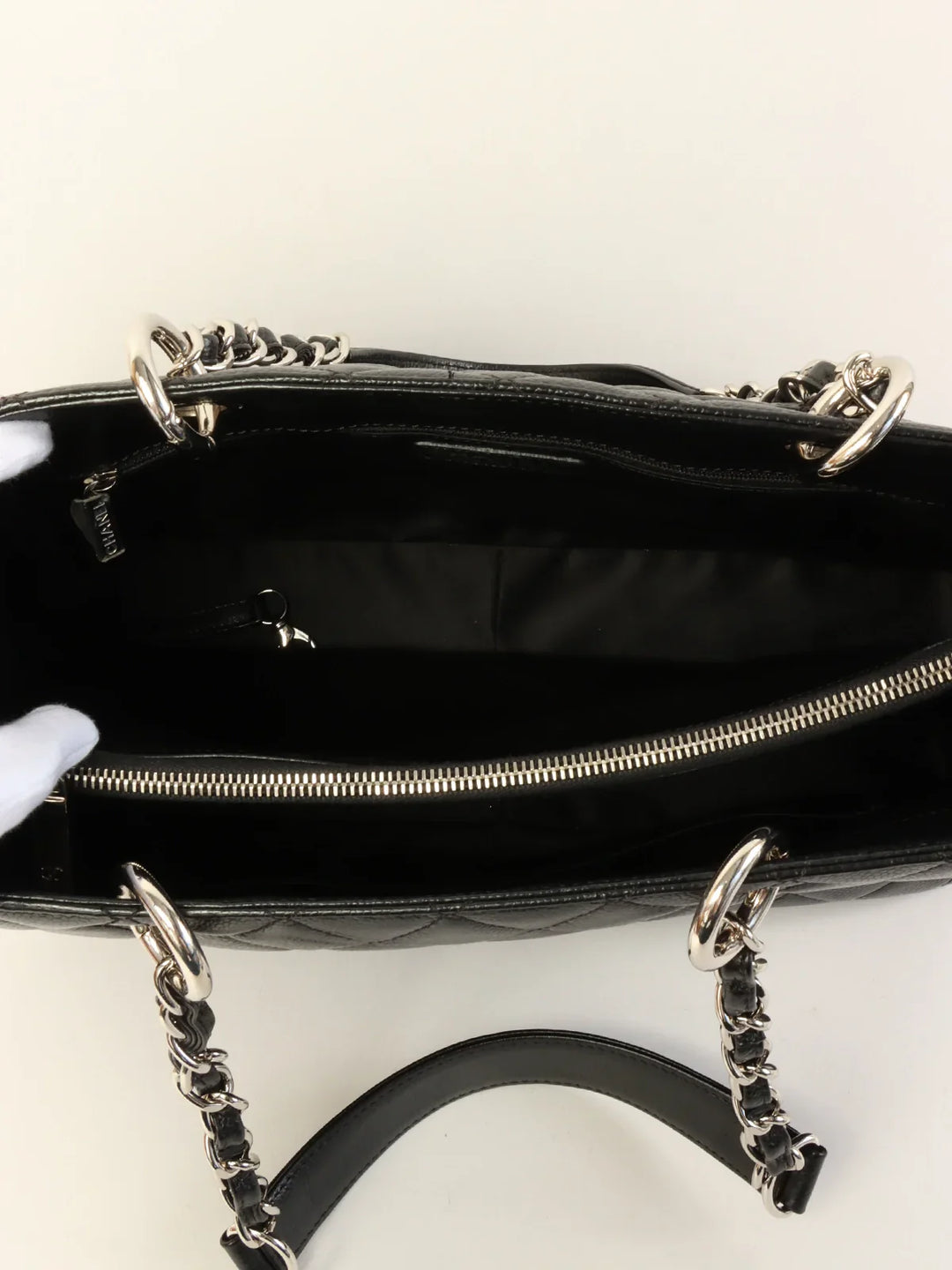 Chanel Around 2014 Made Caviar Skin Cc Mark Stitch Chain Tote Bag Black
