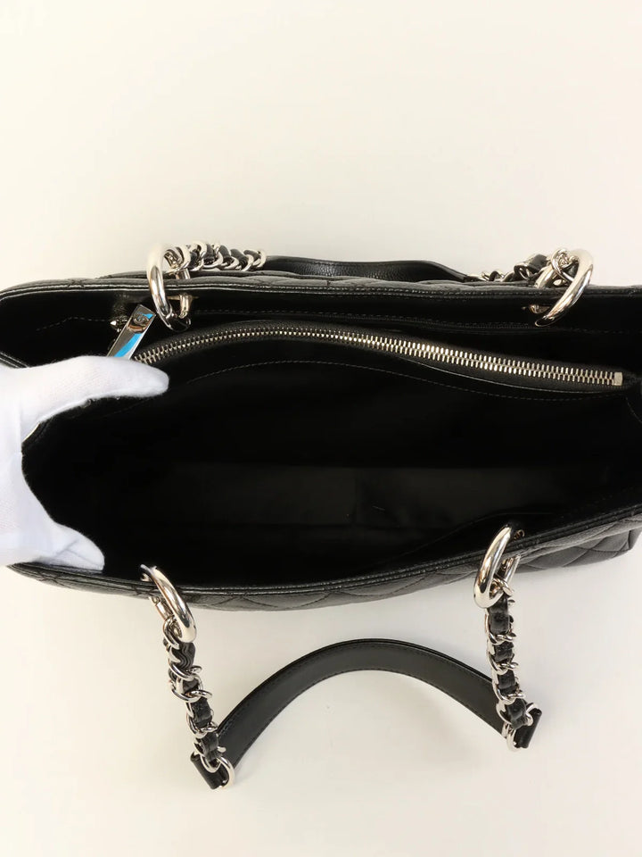 Chanel Around 2014 Made Caviar Skin Cc Mark Stitch Chain Tote Bag Black