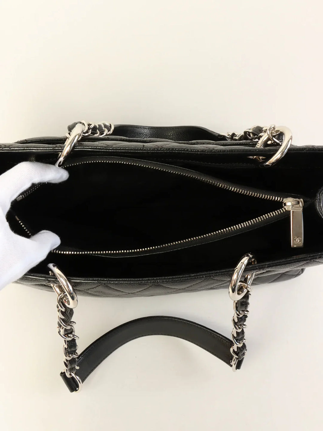 Chanel Around 2014 Made Caviar Skin Cc Mark Stitch Chain Tote Bag Black