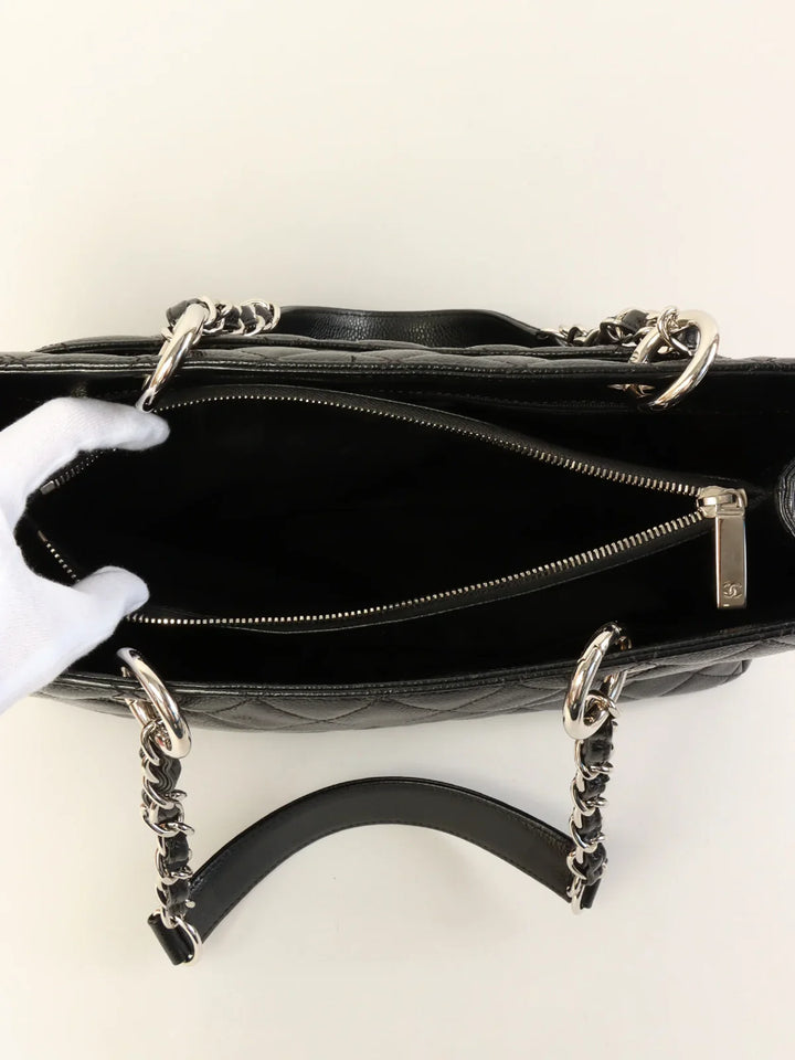 Chanel Around 2014 Made Caviar Skin Cc Mark Stitch Chain Tote Bag Black