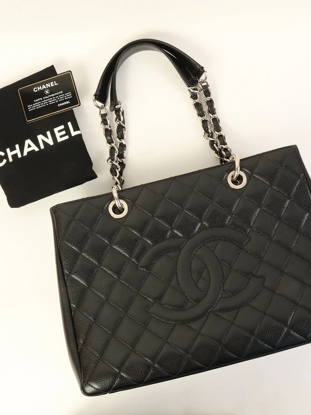 Chanel Around 2014 Made Caviar Skin Cc Mark Stitch Chain Tote Bag Black