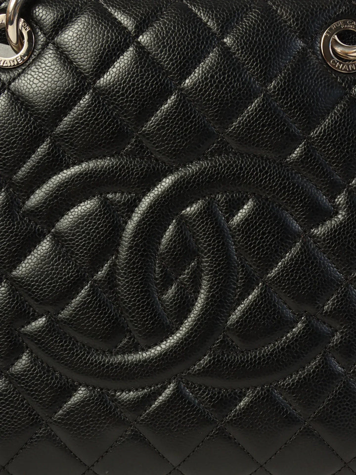 Chanel Around 2014 Made Caviar Skin Cc Mark Stitch Chain Tote Bag Black