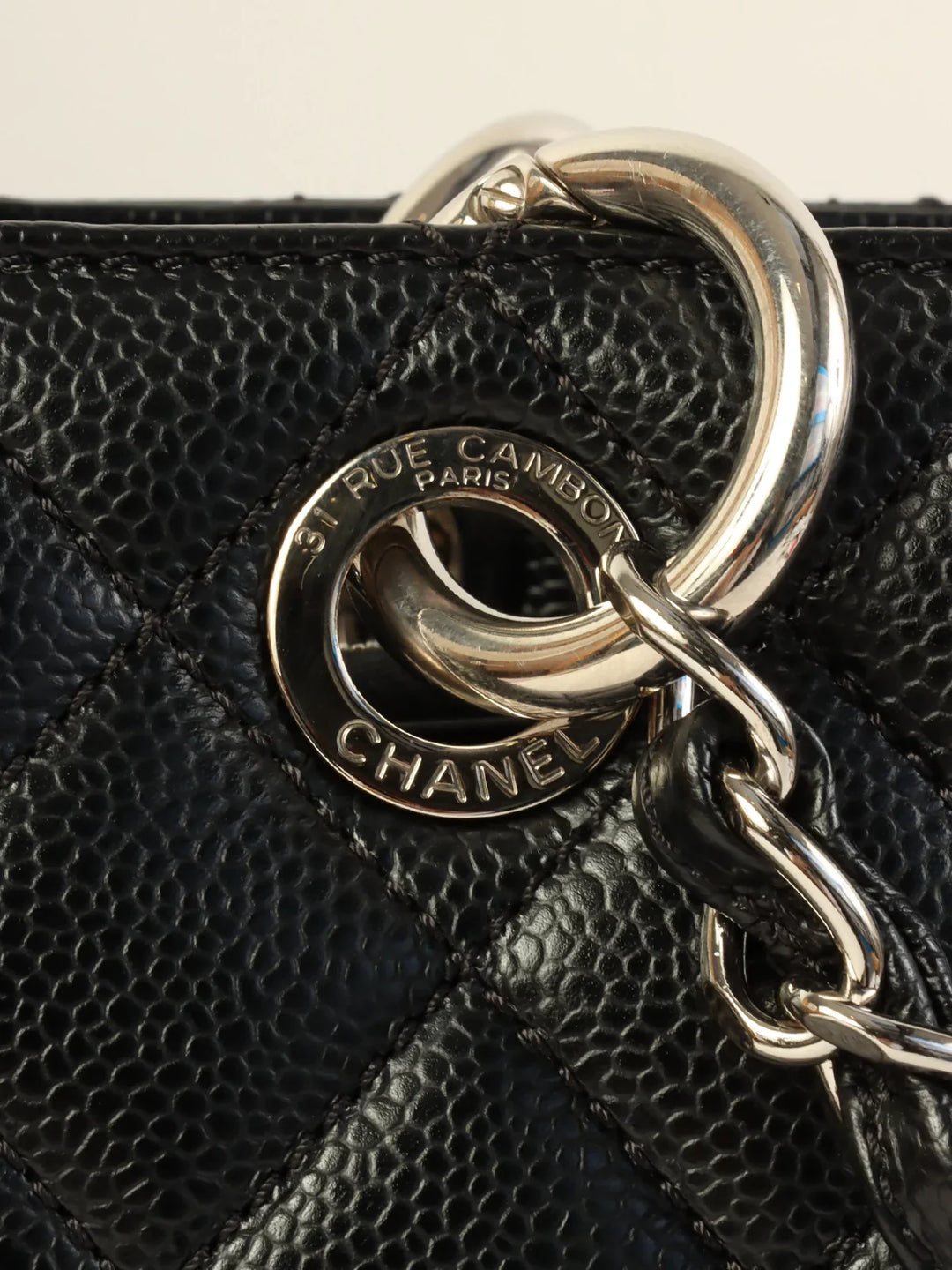 Chanel Around 2014 Made Caviar Skin Cc Mark Stitch Chain Tote Bag Black