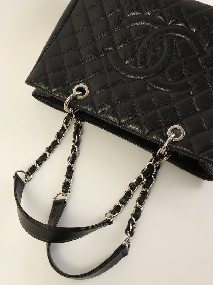 Chanel Around 2014 Made Caviar Skin Cc Mark Stitch Chain Tote Bag Black