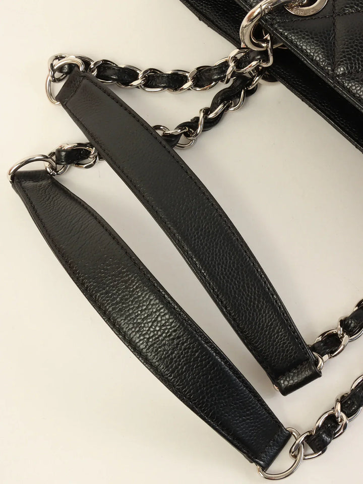 Chanel Around 2014 Made Caviar Skin Cc Mark Stitch Chain Tote Bag Black