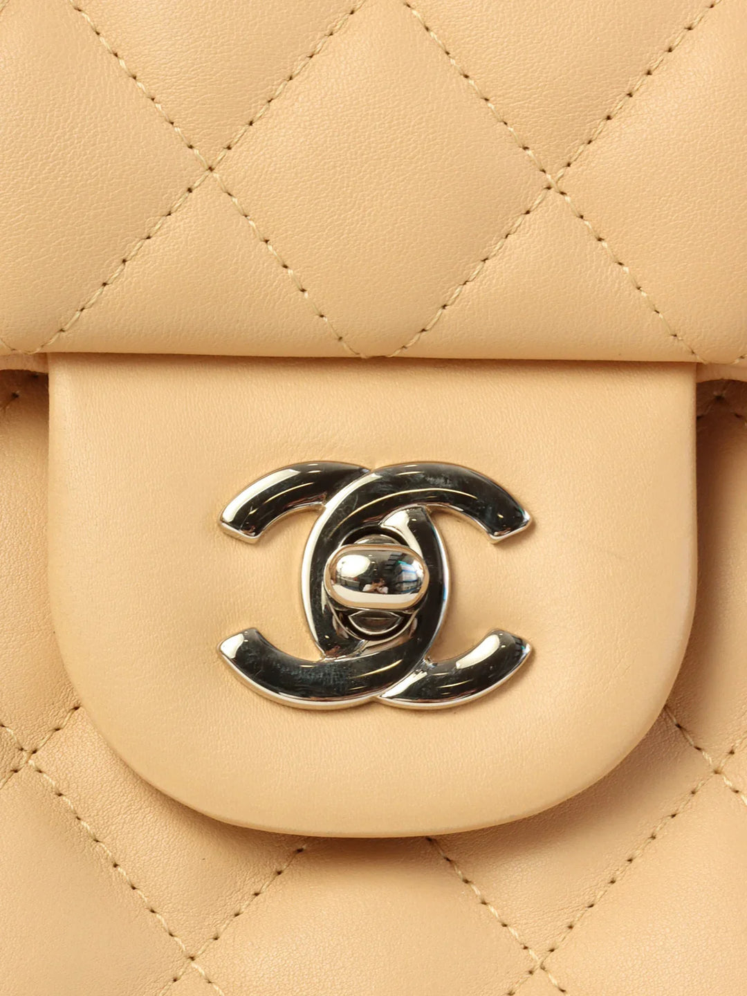 Chanel Around 2004 Made Cambon Turn-Lock Tote Bag Beige/Black
