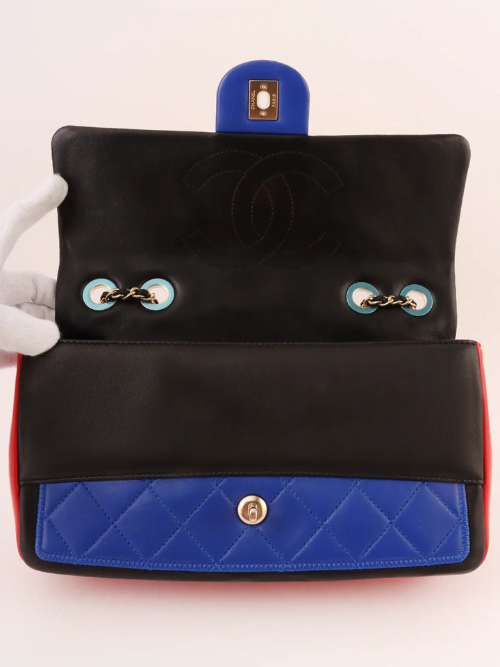 Chanel Around 2014 Made Mondrian Tricolore Turn-Lock Chain Shoulder Bag Yellow/Blue/Red
