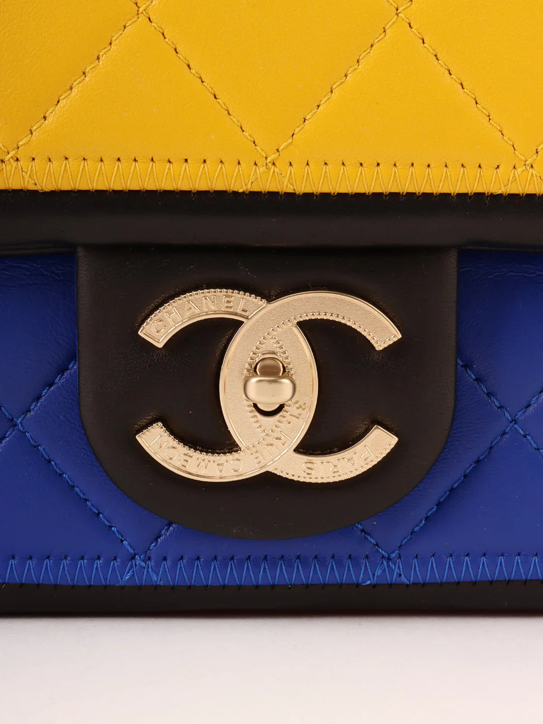 Chanel Around 2014 Made Mondrian Tricolore Turn-Lock Chain Shoulder Bag Yellow/Blue/Red