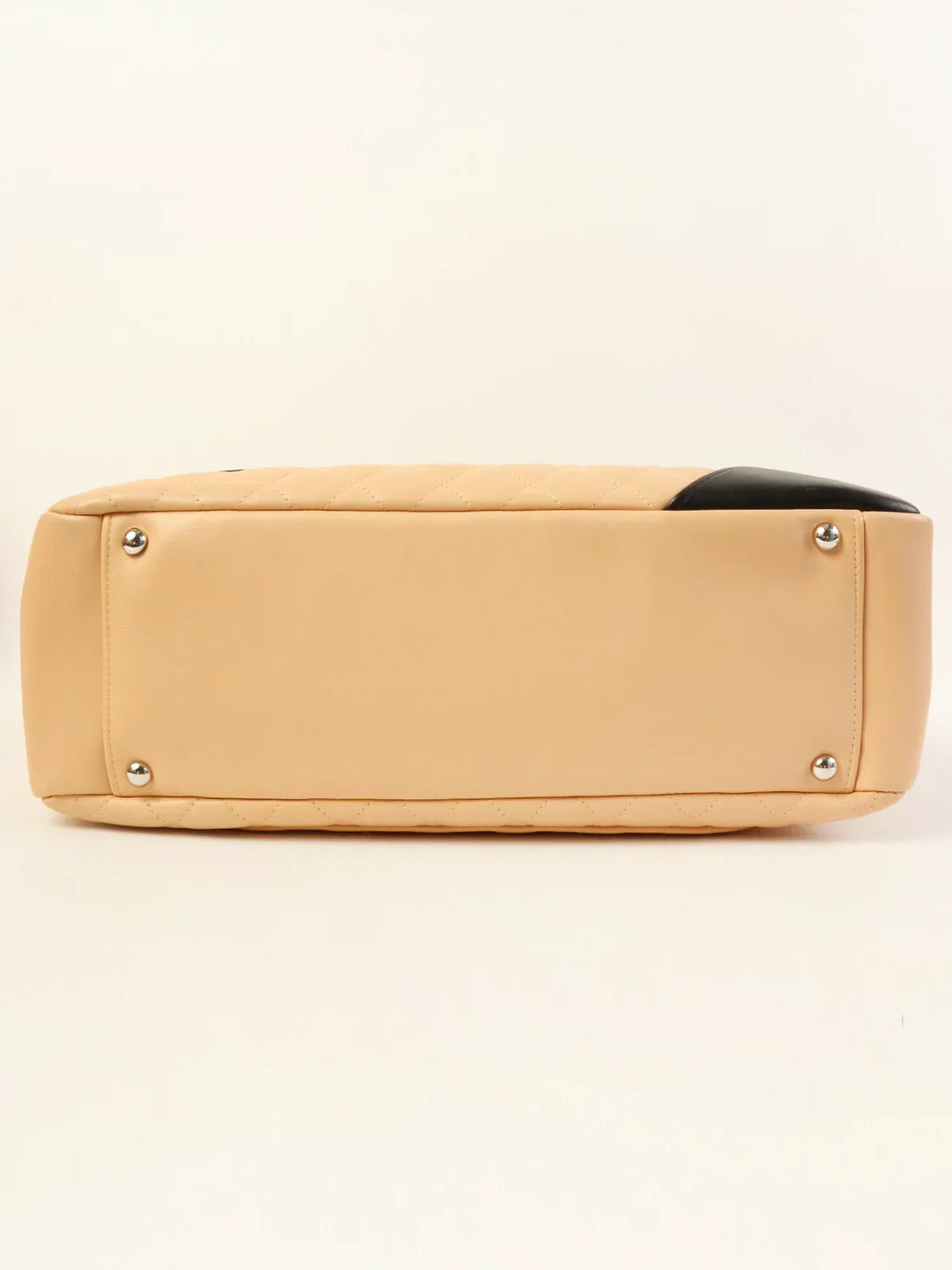 Chanel Around 2004 Made Cambon Turn-Lock Tote Bag Beige/Black