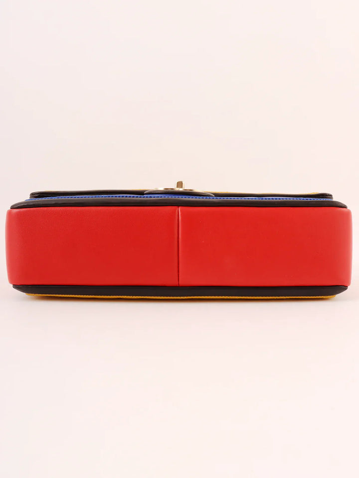 Chanel Around 2014 Made Mondrian Tricolore Turn-Lock Chain Shoulder Bag Yellow/Blue/Red