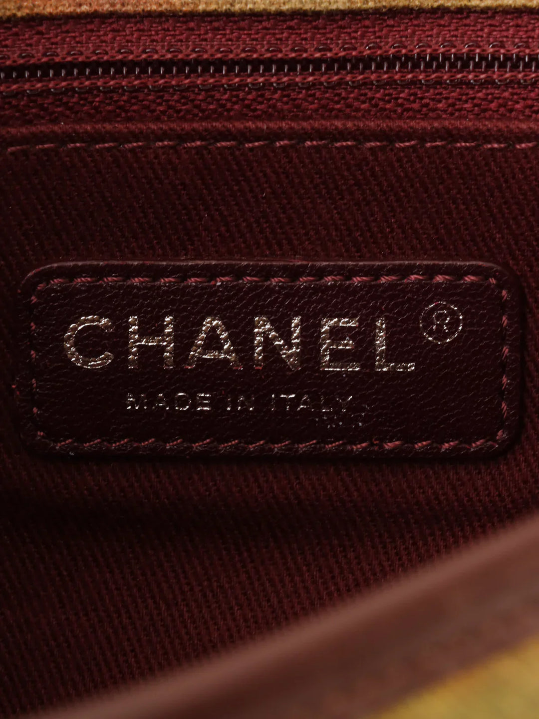 Chanel Around 2014 Made Canvas Tweed Combination Embroidery Shoulder Bag Khaki/Multi