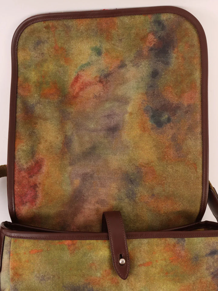 Chanel Around 2014 Made Canvas Tweed Combination Embroidery Shoulder Bag Khaki/Multi