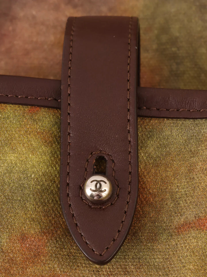 Chanel Around 2014 Made Canvas Tweed Combination Embroidery Shoulder Bag Khaki/Multi