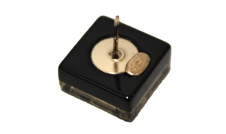 Top Quality Chanel Black and Gold CC Resin Square Timeless Classic Earrings