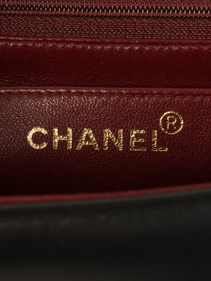 Chanel Around 1995 Made Mademoiselle Stitch Turn-Lock Chain Bag Black