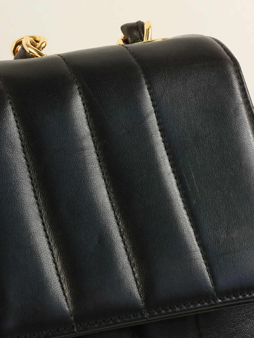 Chanel Around 1995 Made Mademoiselle Stitch Turn-Lock Chain Bag Black