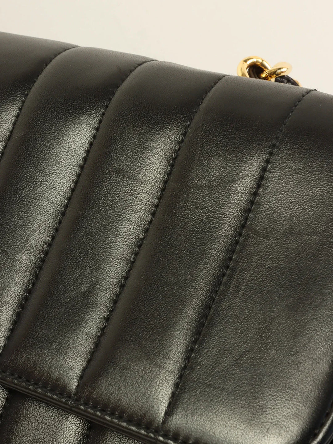 Chanel Around 1995 Made Mademoiselle Stitch Turn-Lock Chain Bag Black
