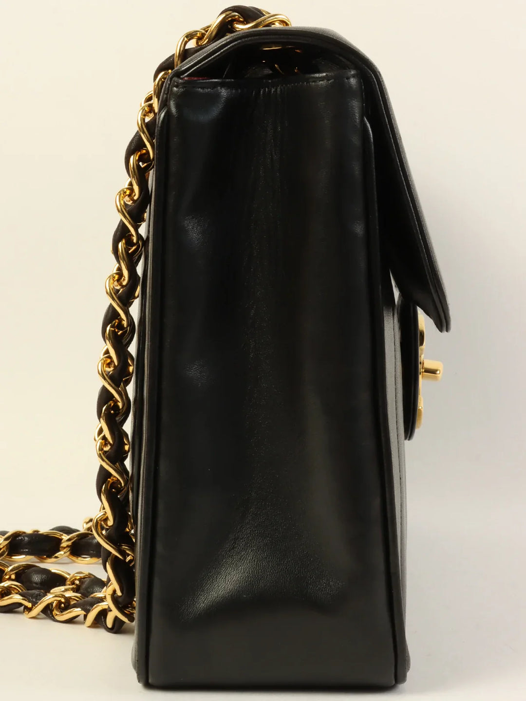 Chanel Around 1995 Made Mademoiselle Stitch Turn-Lock Chain Bag Black