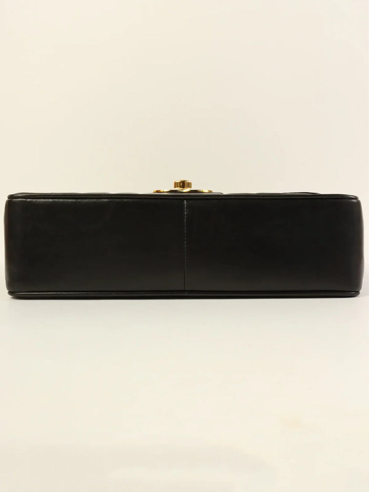 Chanel Around 1995 Made Mademoiselle Stitch Turn-Lock Chain Bag Black