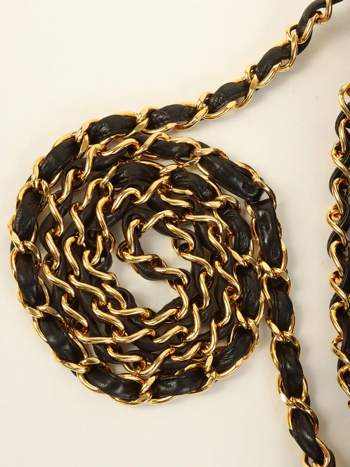 Chanel Around 1995 Made Mademoiselle Stitch Turn-Lock Chain Bag Black