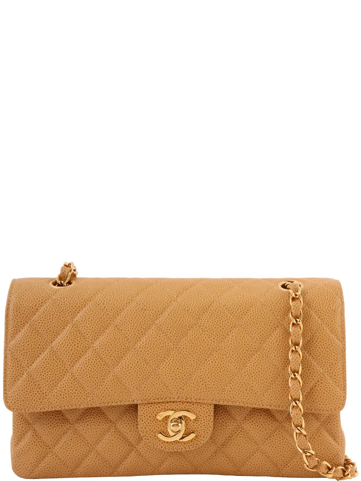 Chanel Around 2001 Made Caviar Skin Classic New Chain Bag 25Cm Beige