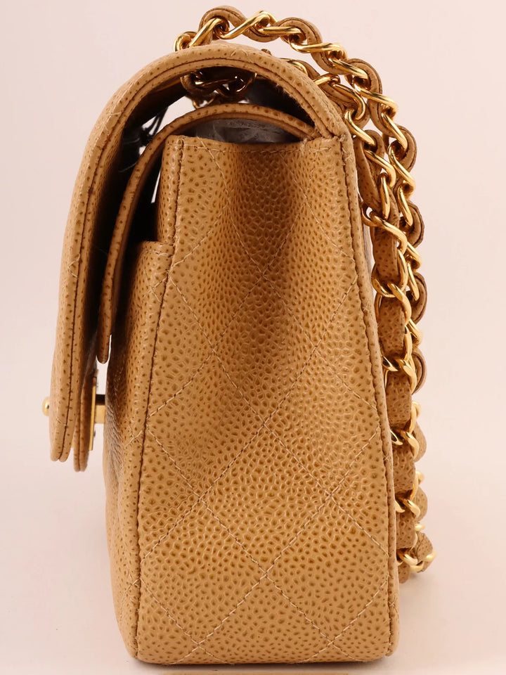 Chanel Around 2001 Made Caviar Skin Classic New Chain Bag 25Cm Beige