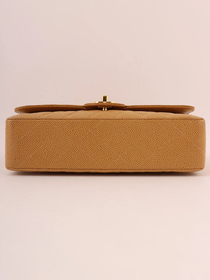 Chanel Around 2001 Made Caviar Skin Classic New Chain Bag 25Cm Beige