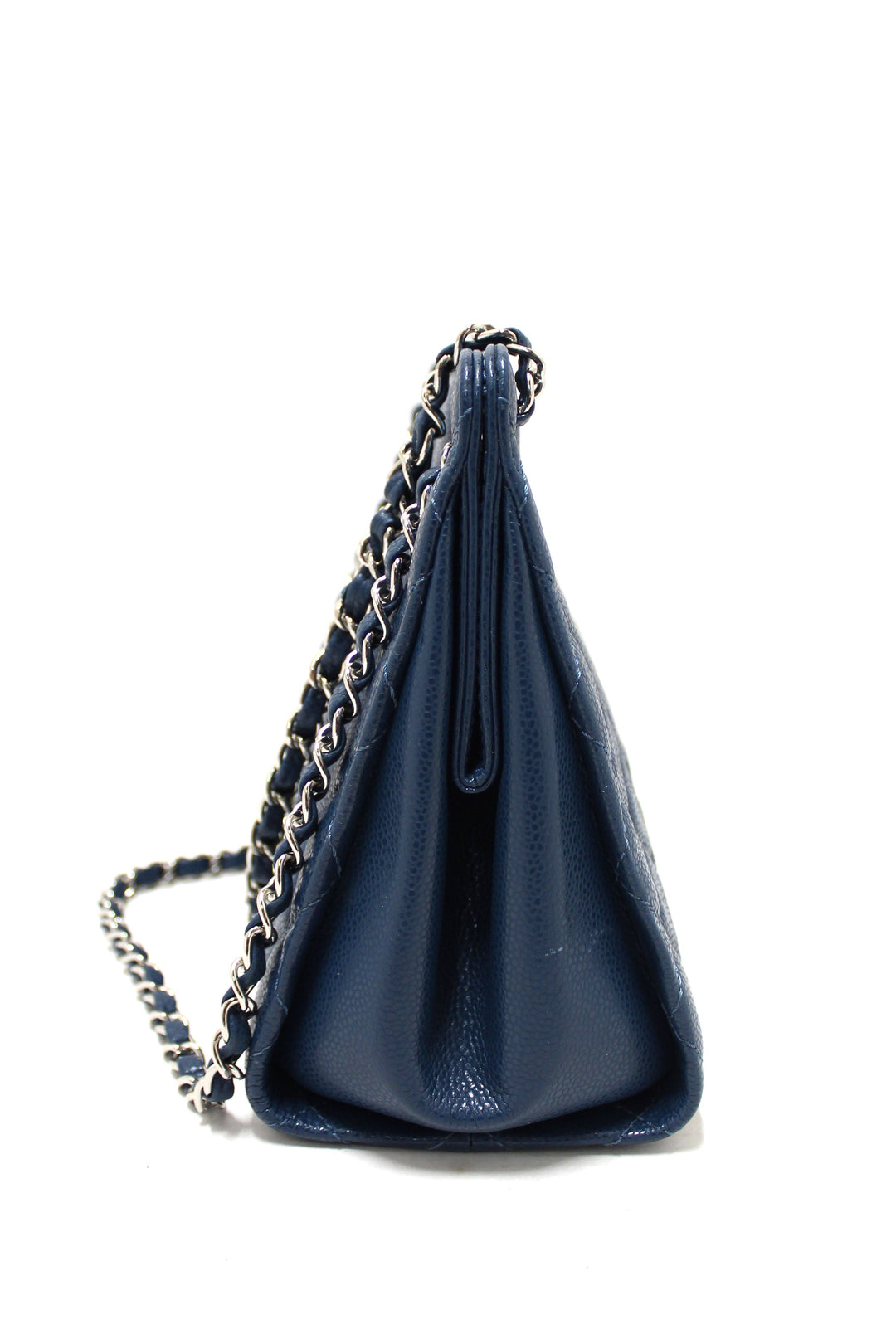 Top Quality Chanel Quilted Blue Caviar Leather Shopper Shoulder Tote Bag