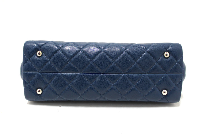 Top Quality Chanel Quilted Blue Caviar Leather Shopper Shoulder Tote Bag
