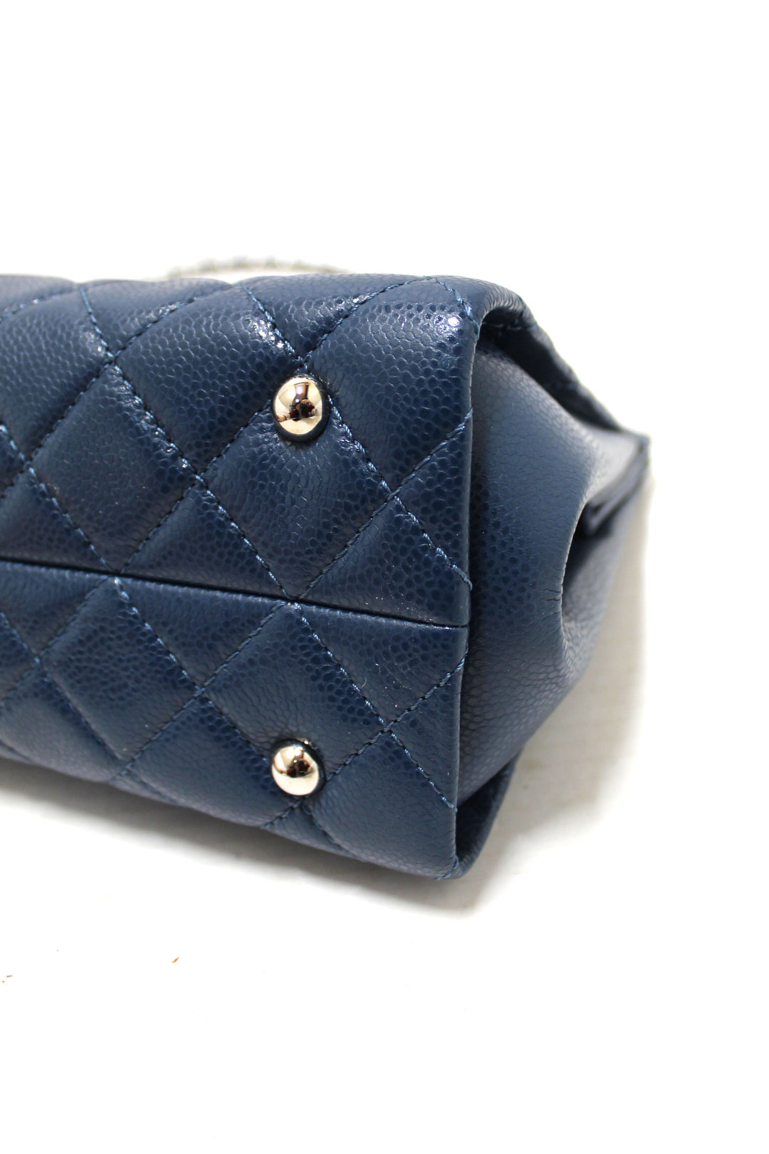 Top Quality Chanel Quilted Blue Caviar Leather Shopper Shoulder Tote Bag