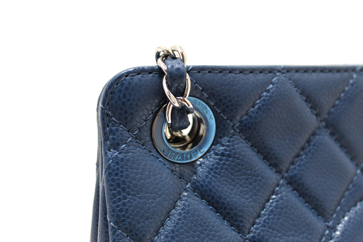 Top Quality Chanel Quilted Blue Caviar Leather Shopper Shoulder Tote Bag