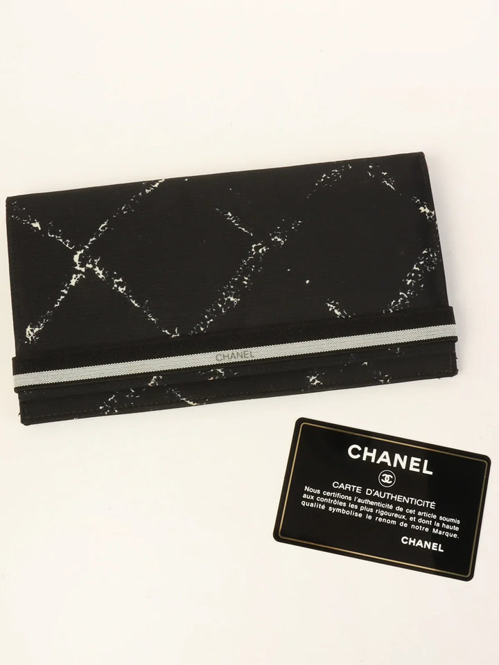 Chanel Around 1998 Made Travel Nylon Long Wallet Black