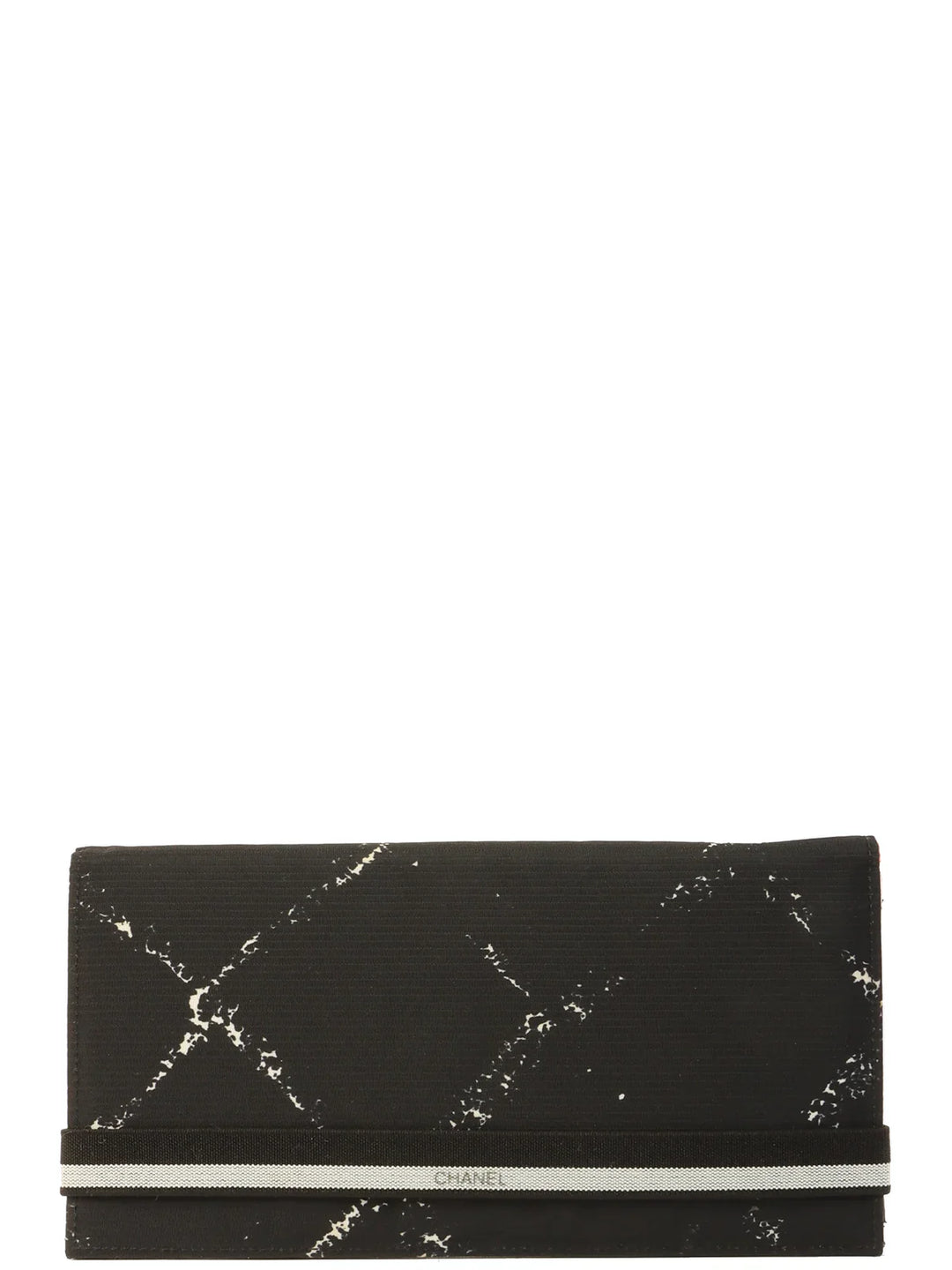 Chanel Around 1998 Made Travel Nylon Long Wallet Black