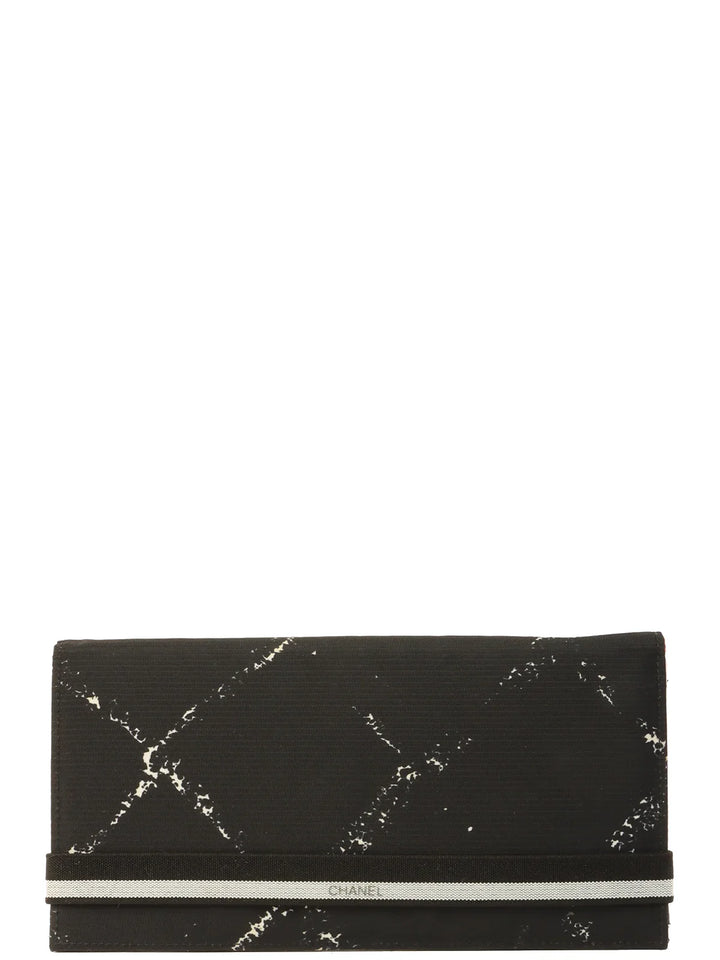 Chanel Around 1998 Made Travel Nylon Long Wallet Black
