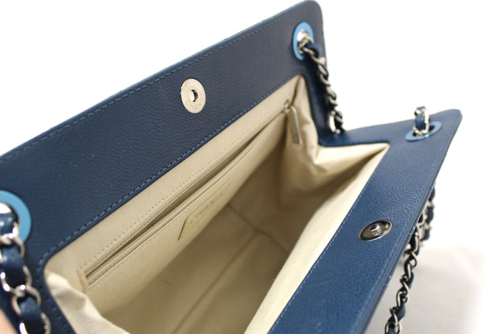 Top Quality Chanel Quilted Blue Caviar Leather Shopper Shoulder Tote Bag