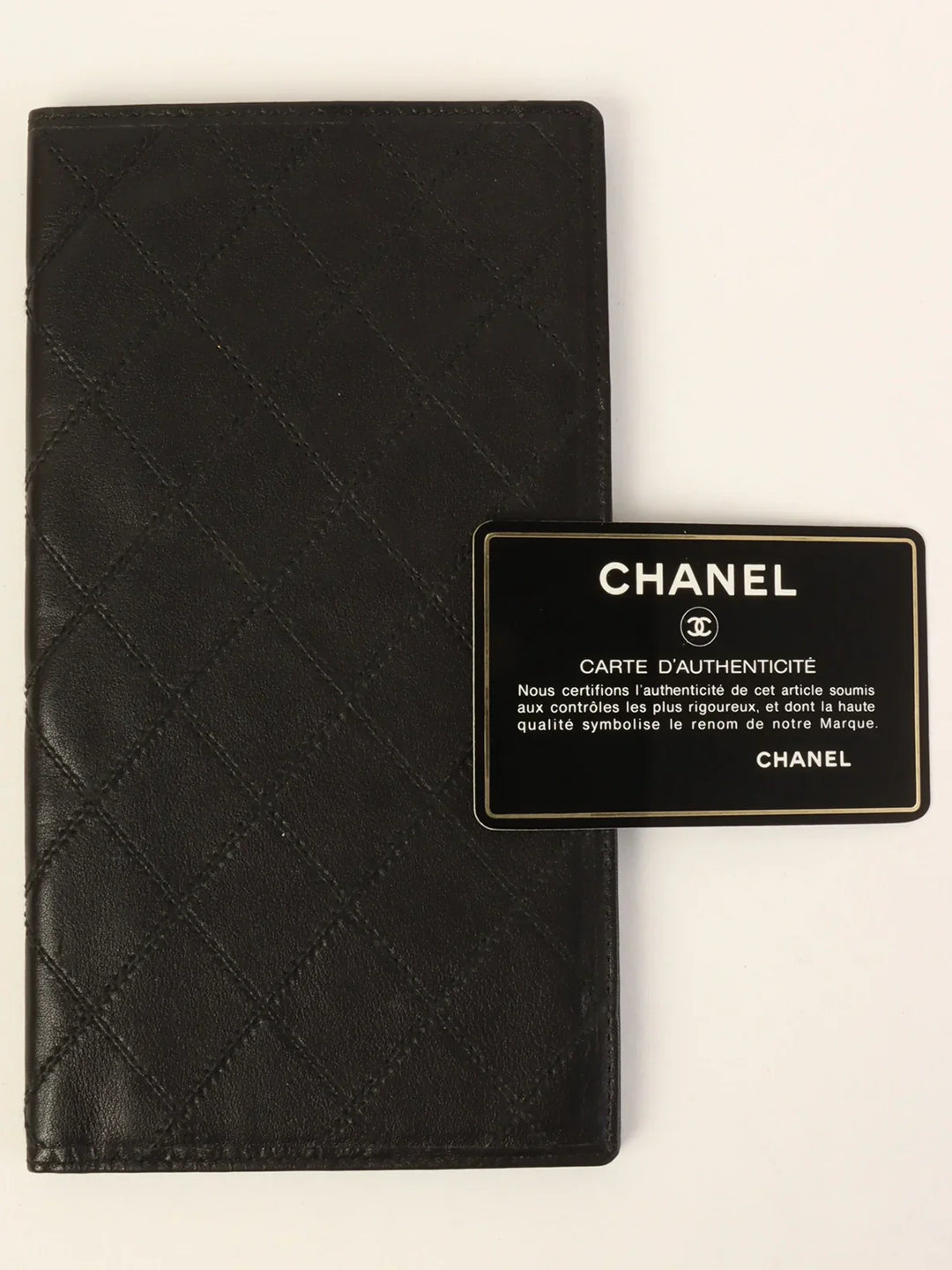 Chanel Around 1990 Made Bicolore Stitch Long Wallet Black